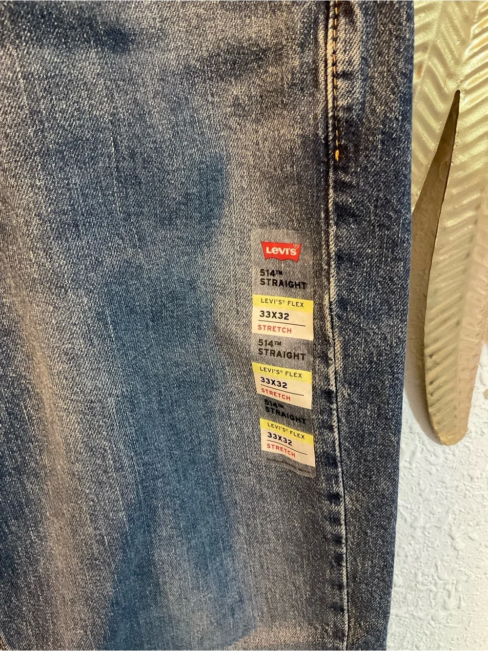 Levis 514 Straight Fit Denim‎ Jeans Mens W33 L32 Stretch Blue